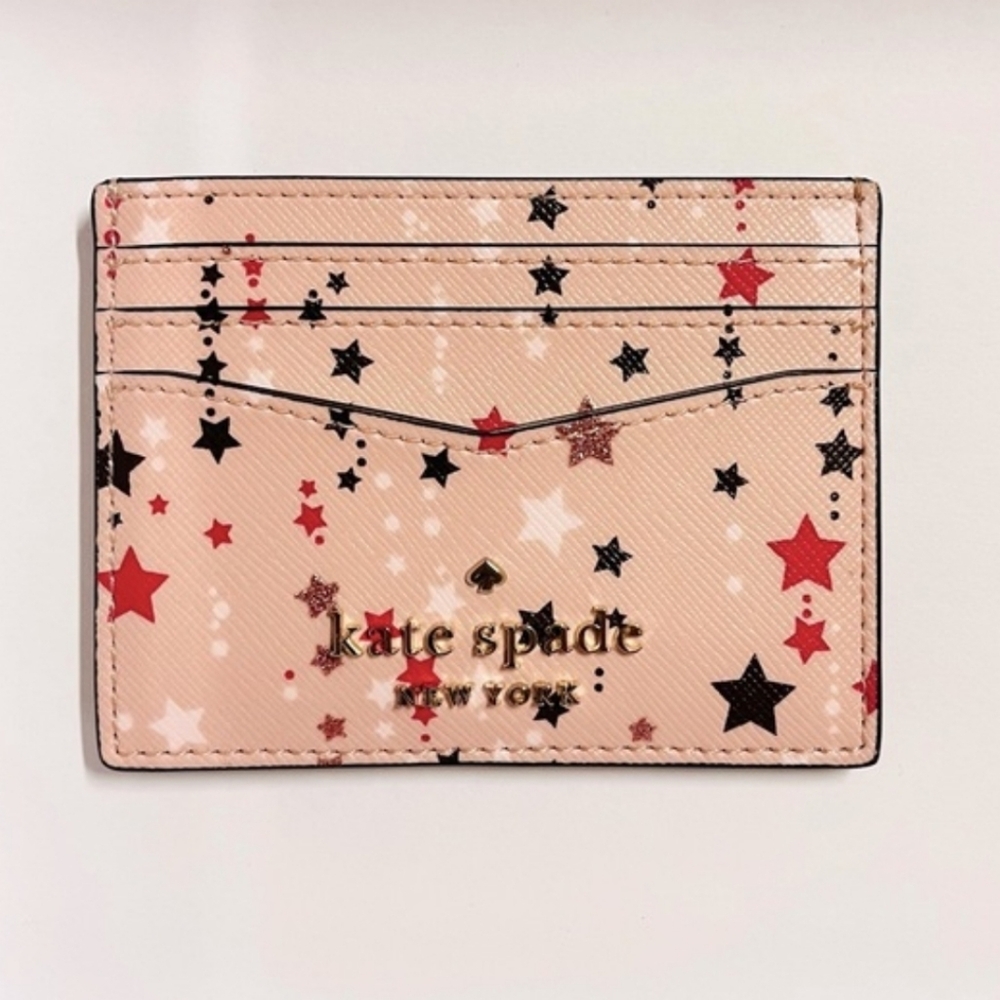 NWT: kate spade Pink Star Print Card Holder